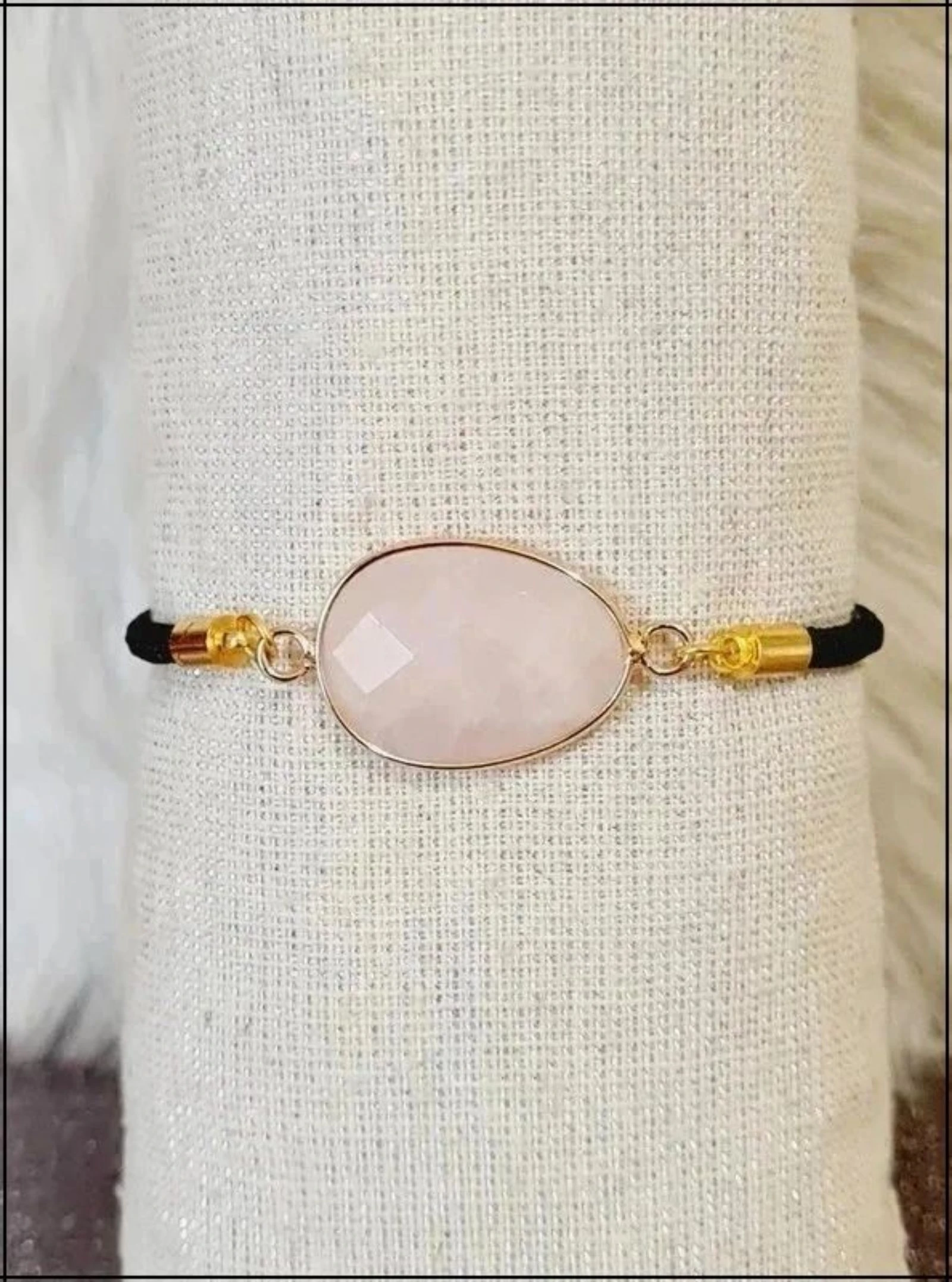 Bracelet cordon réglable pierre Quartz rose